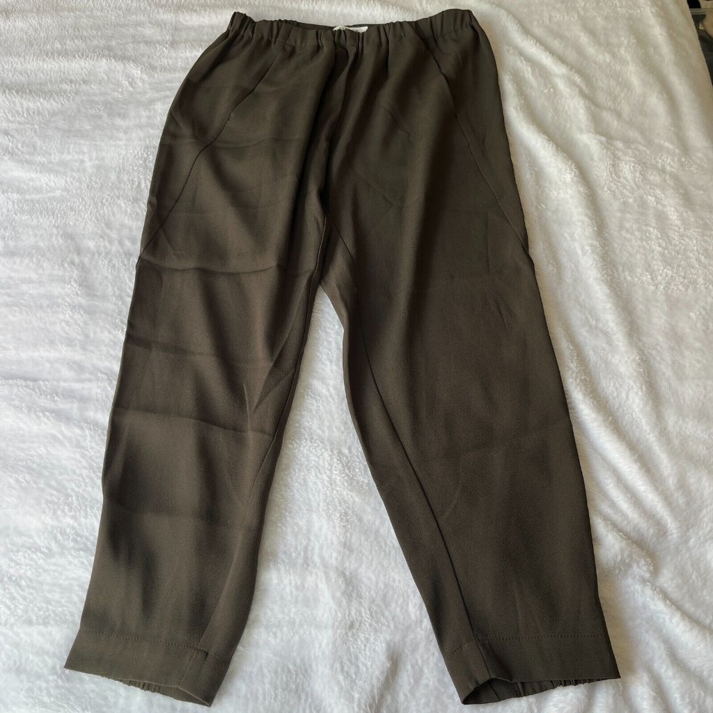 Babaton Womens Small Green Elastic Waist Pull-On Cropped Jogger Pants Pockets